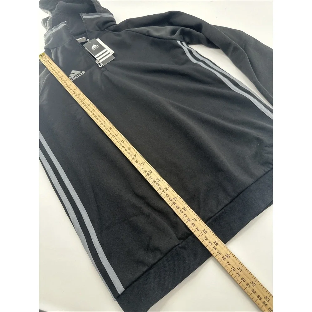 NEW Adidas Hoodie Mens M Black 1/4 Zip Sweatshirt Climawarm Heavy Stitch‎ Logo